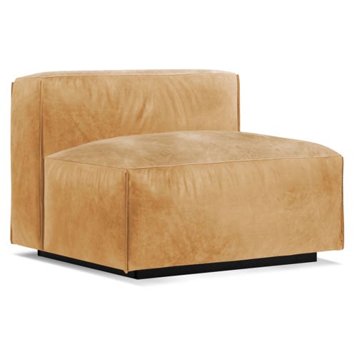 Cleon Armless Leather Lounge Chair view 2